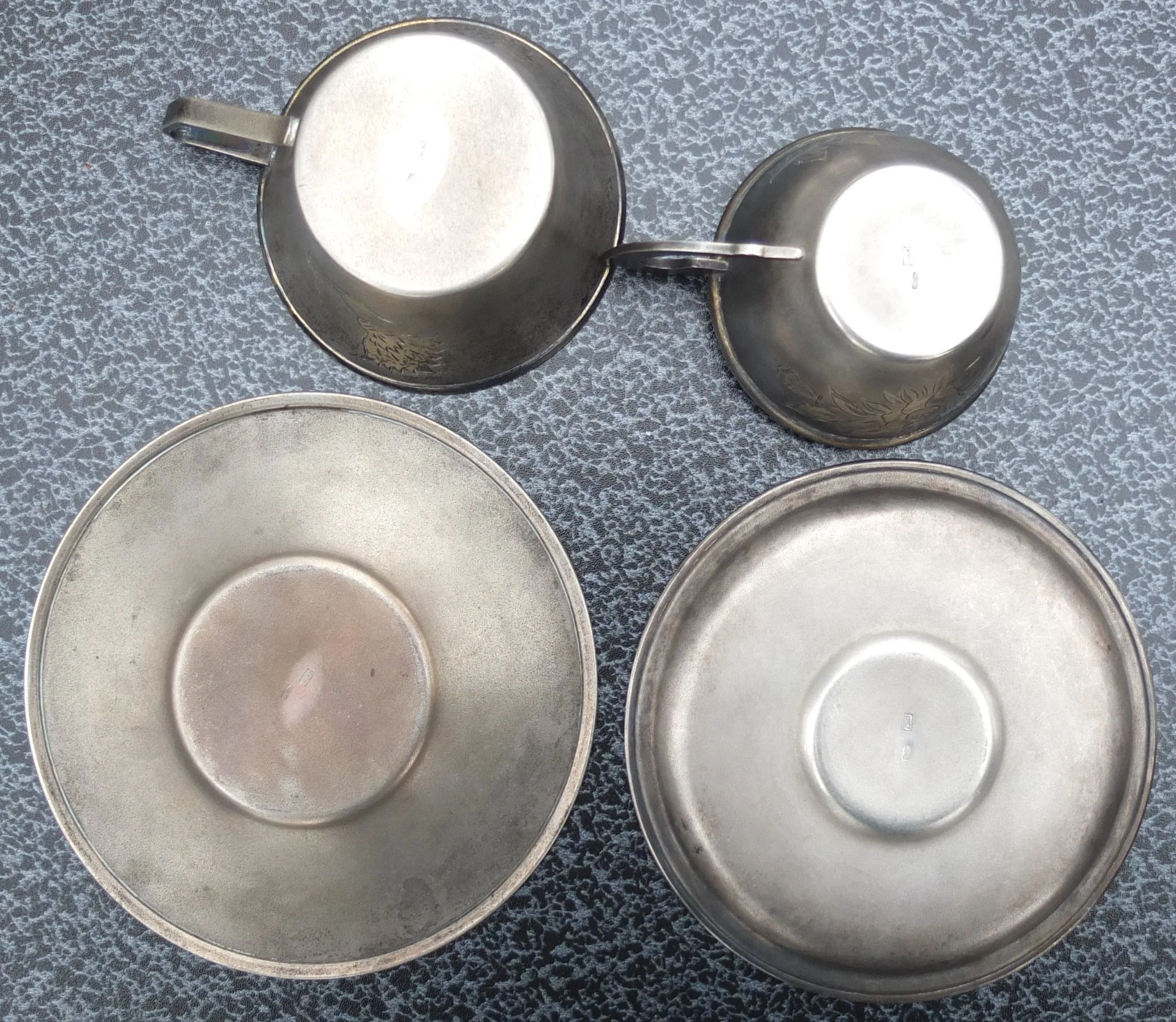 серебряные кофейные пары, 2 шт, женская и мужская, золочение, серебро 875 пр, СССР - миниатюра 11