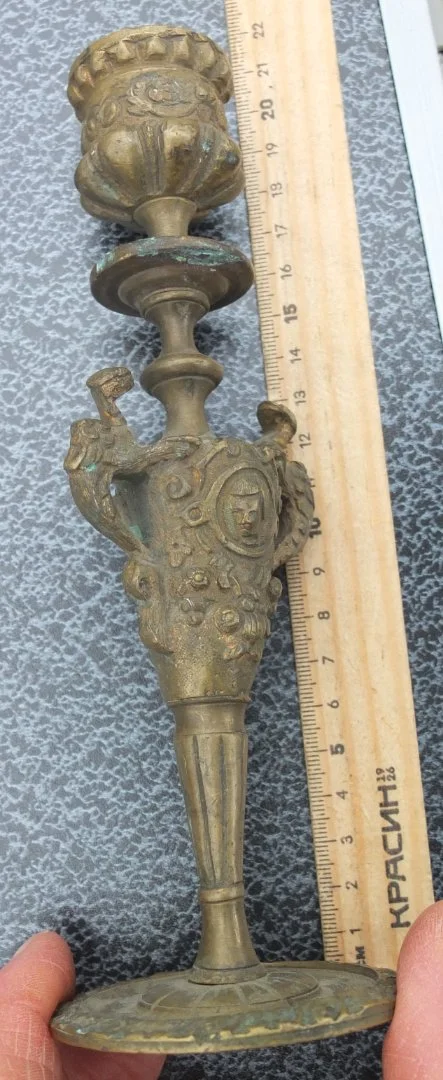 бронзовый подсвечник с драконами, старинный - миниатюра 2