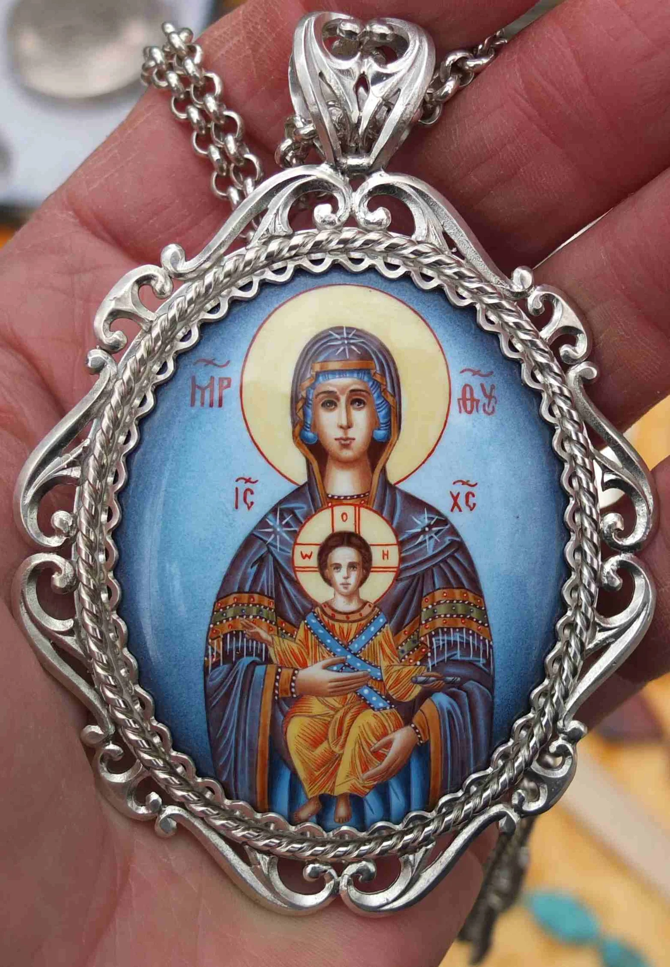панагия серебро, финифть, заказная авторская работа - миниатюра 5