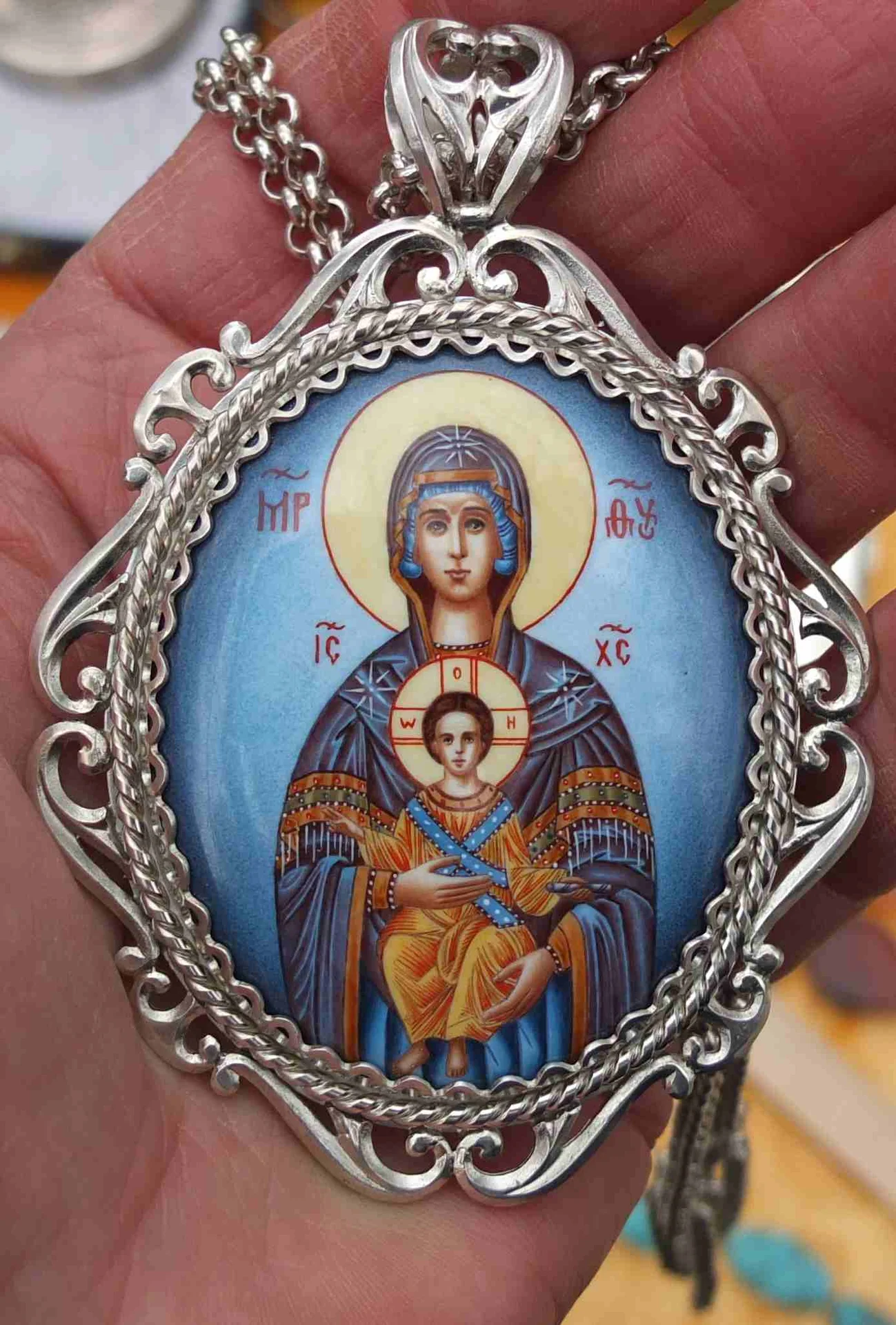 панагия серебро, финифть, заказная авторская работа - миниатюра 12
