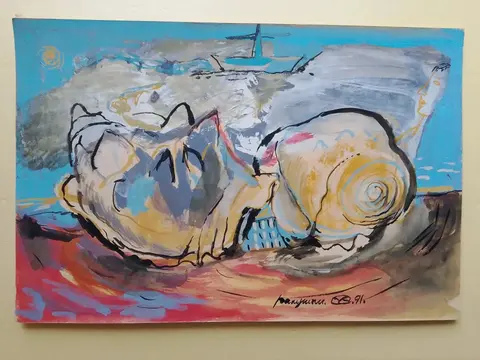 акварель Ракушки, картон, художник Букенгольц