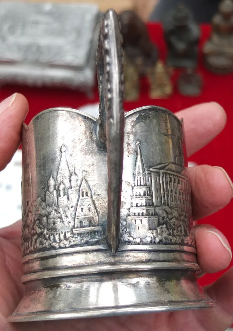 подстаканник Кремль Москва, мельхиор, винтаж - миниатюра 2
