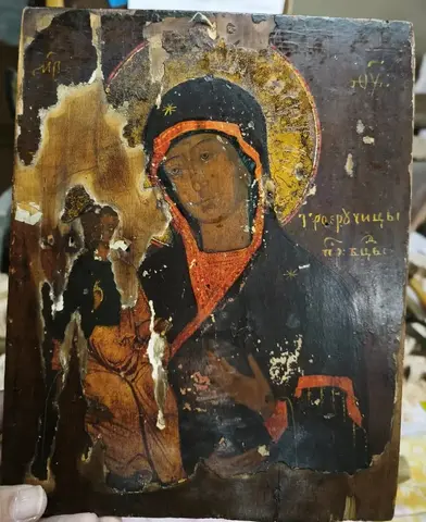икона Троеручица, аналой, без реставрации, 19 век
