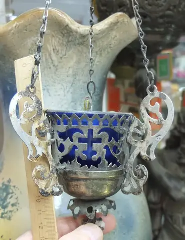 царская лампада с синим стаканом, царская Россия