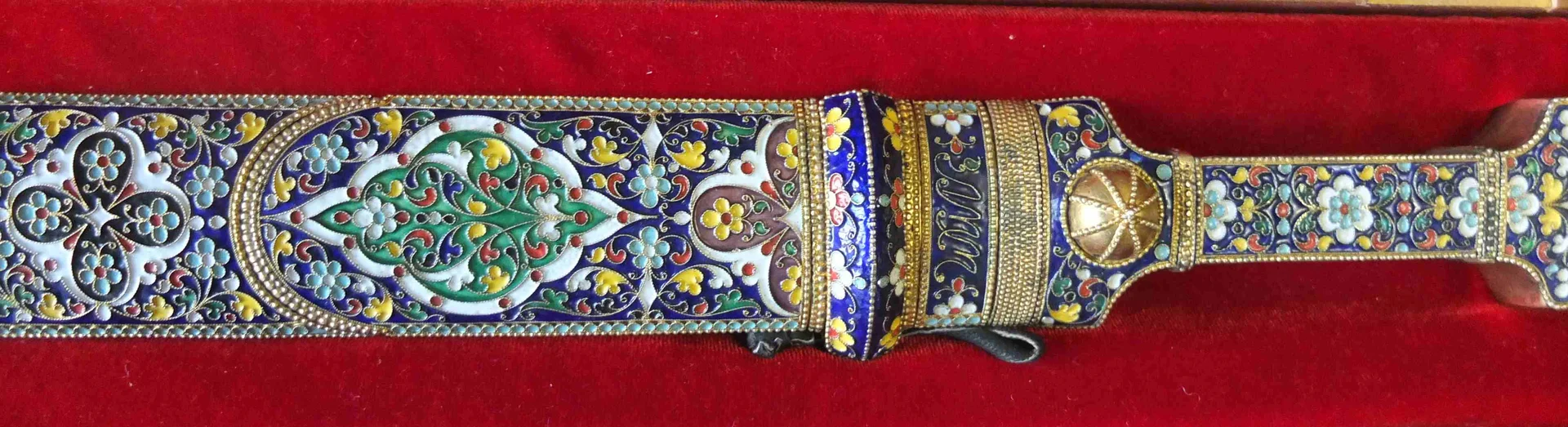 серебряный кубачинский авторский кинжал в многоцветных эмалях - миниатюра 13