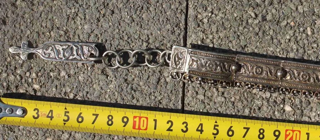 серебряный кавказский пояс, серебро 84 проба, Императорская Россия - миниатюра 7