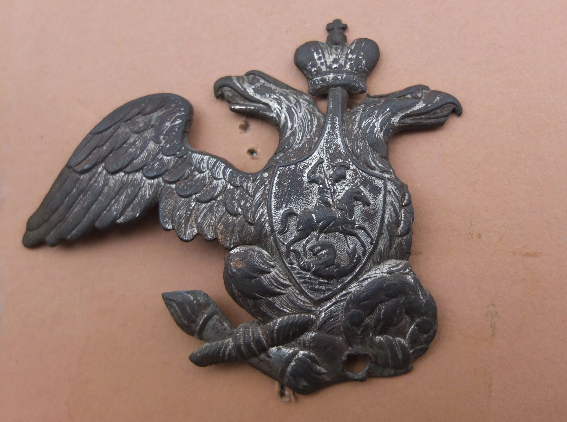 орёл с офицерского шейного знака, бронза, редкий, 1812 год - миниатюра 2