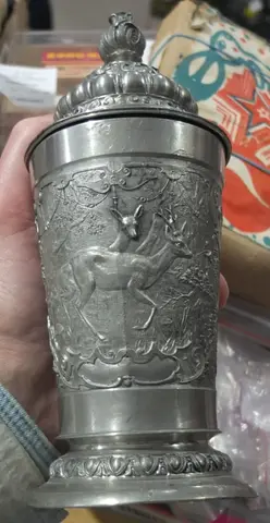 оловянный пивной бокал Охота, Германия, коллекционный, винтажный