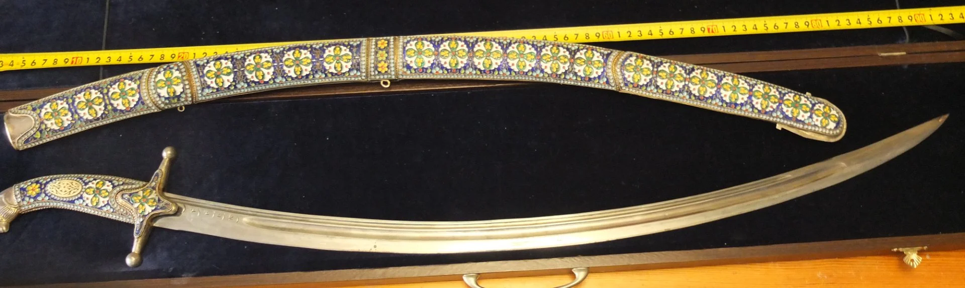шамшир Кубачи, серебро, скань, ювелирная эмаль,старый - миниатюра 6