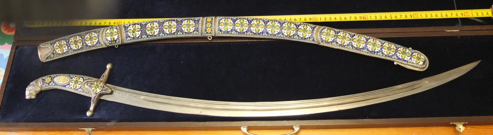 шамшир Кубачи, серебро, скань, ювелирная эмаль,старый - миниатюра 10