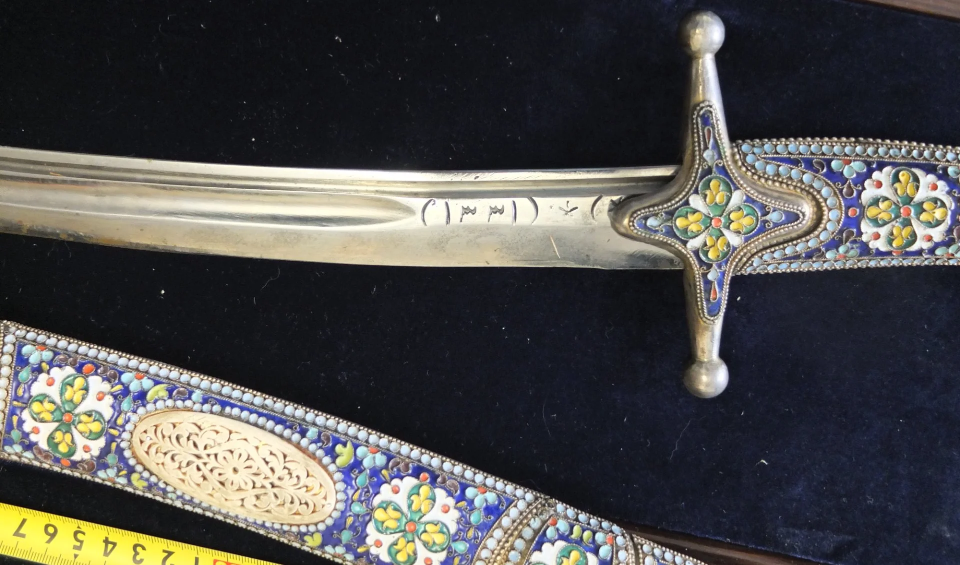 шамшир Кубачи, серебро, скань, ювелирная эмаль,старый - миниатюра 13