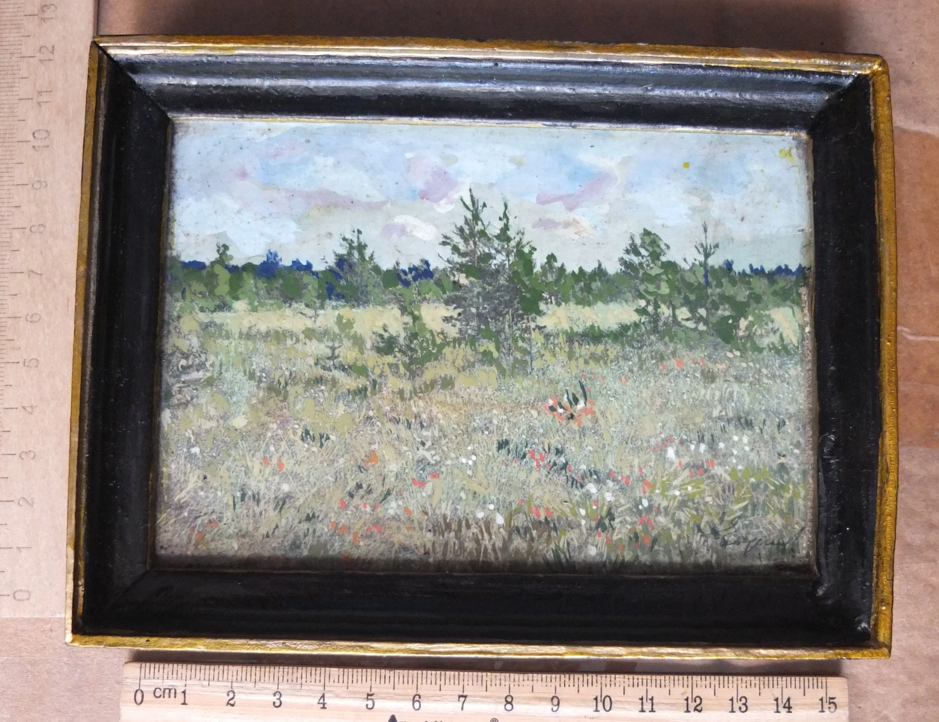 картина Полдень, авторская , картон, масло, 1990 год - миниатюра 2