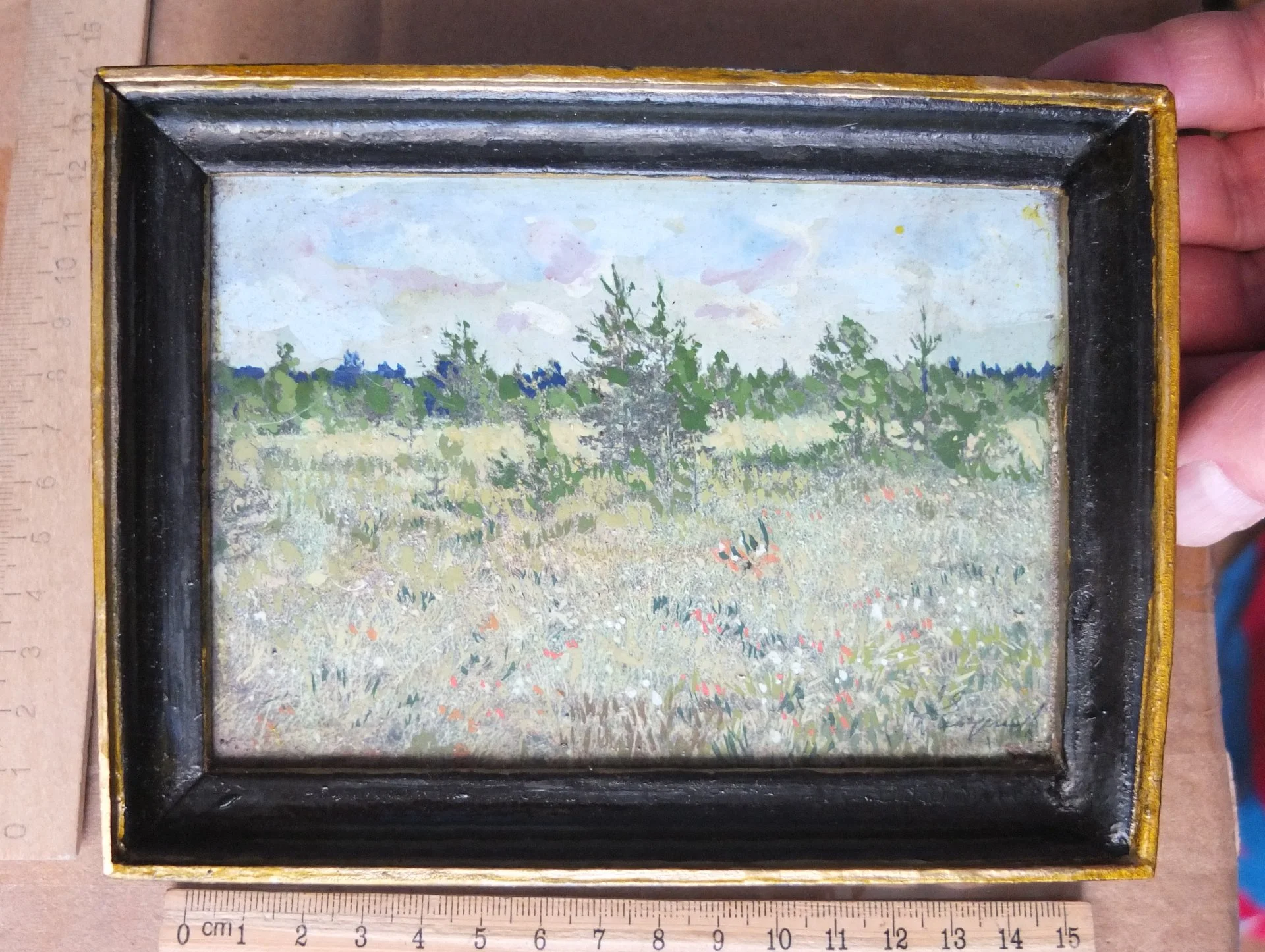 картина Полдень, авторская , картон, масло, 1990 год - миниатюра 6