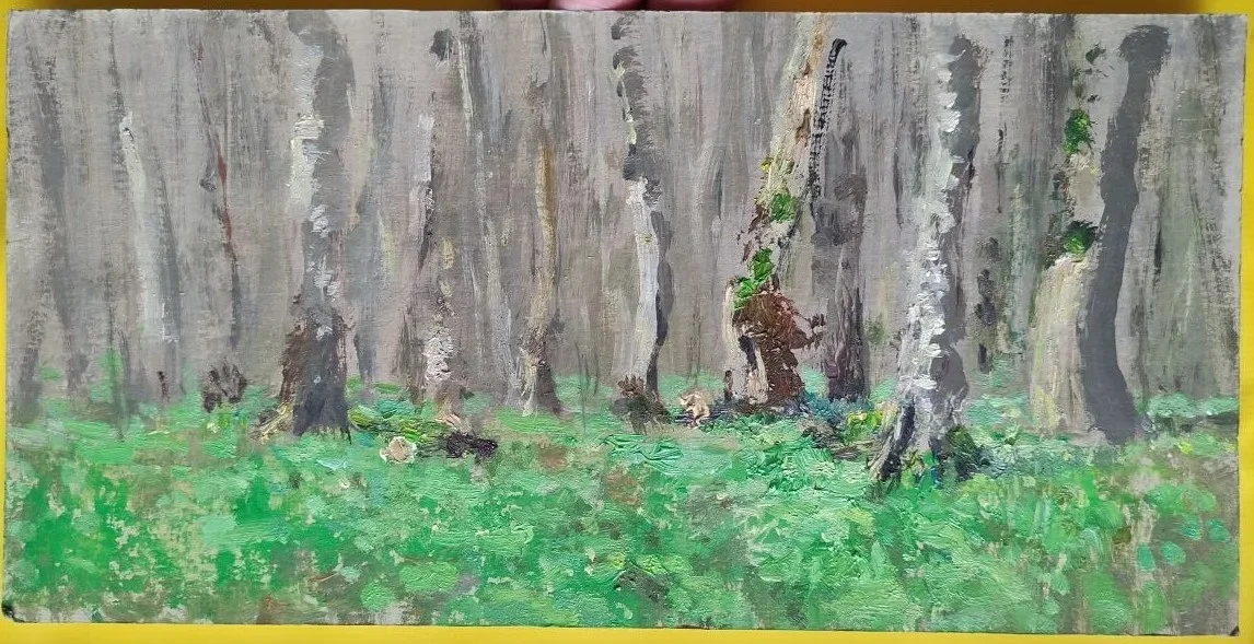 картина Зелень весеннего леса, фанера, масло, НХ - миниатюра 2