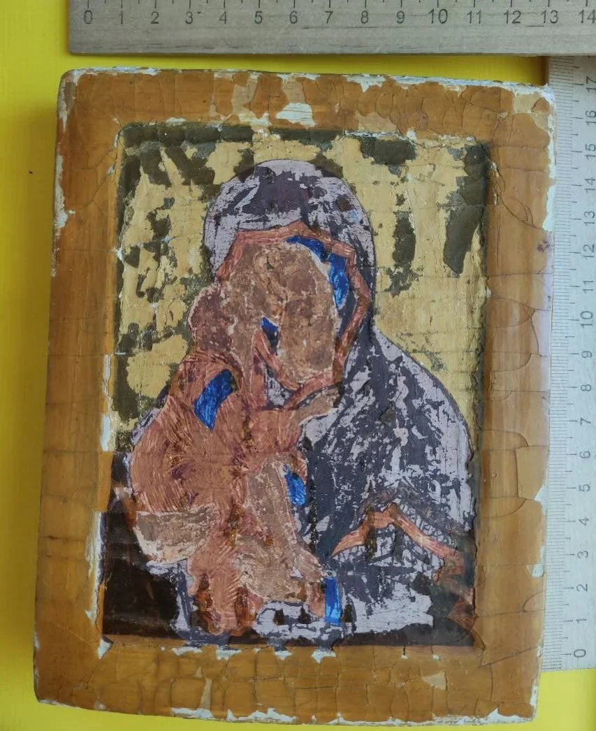 икона Владимирская Божья Матерь, помыта, 19 век - миниатюра 2