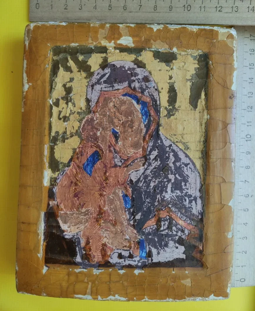 икона Владимирская Божья Матерь, помыта, 19 век - миниатюра 4