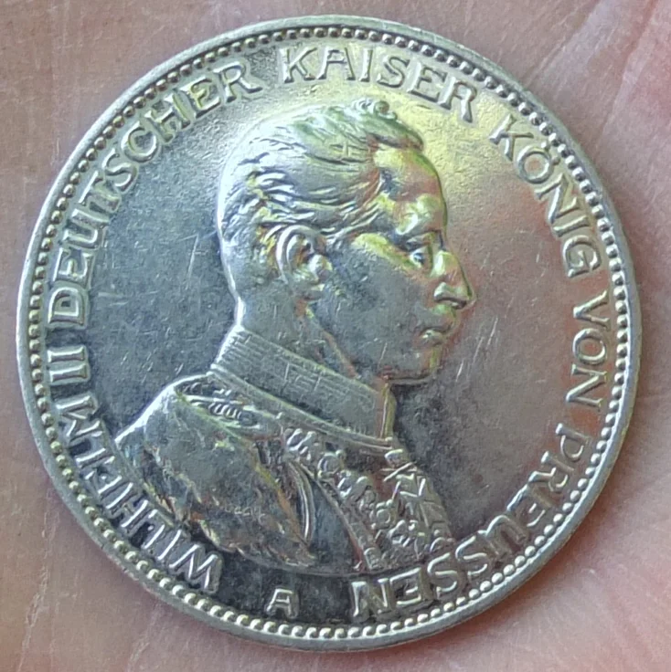 серебряная монета 3 марки, 1914 год - миниатюра 6
