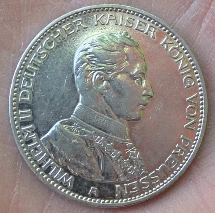серебряная монета 3 марки, 1914 год - миниатюра 7