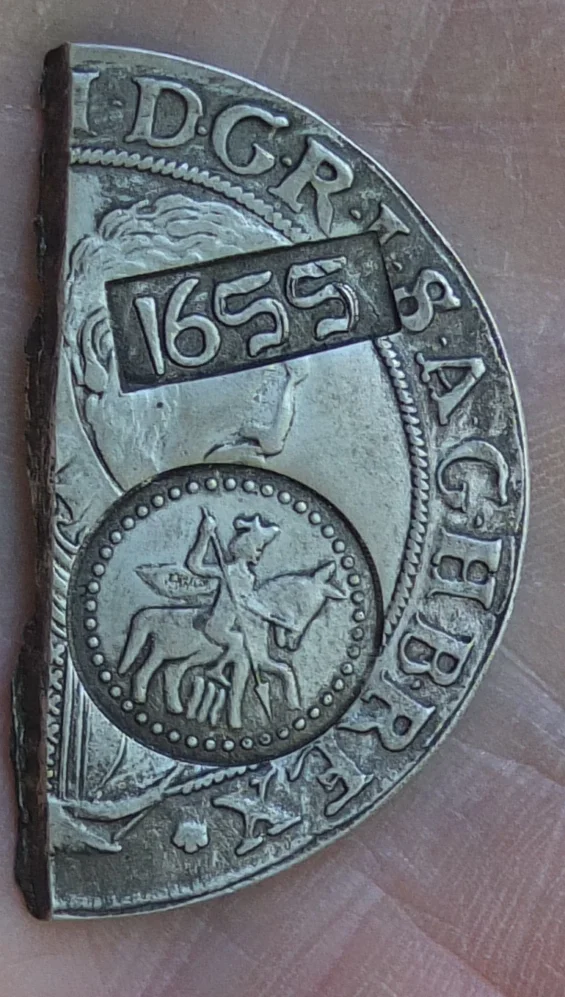 серебряный полуефимок с признаками 1655 года, новодел - миниатюра 3