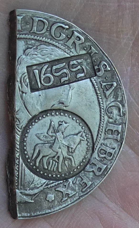 серебряный полуефимок с признаками 1655 года, новодел - миниатюра 7