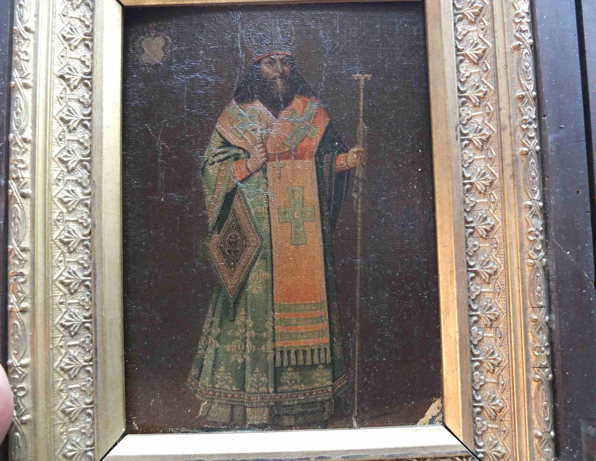 икона Святитель Феодосий, Архиепископ Черниговский, киот, 19 век - миниатюра 2