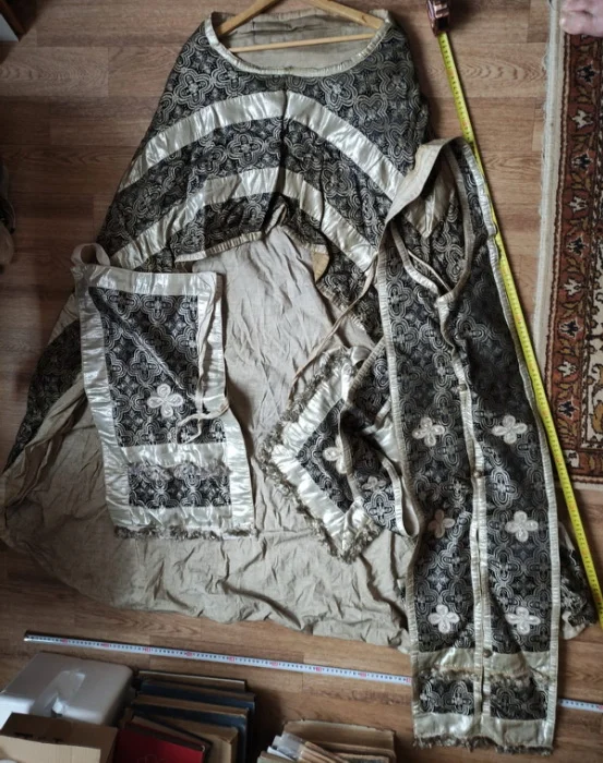 облачение священника, риза, комплект, шитьё серебряной нитью,19 век - миниатюра 5