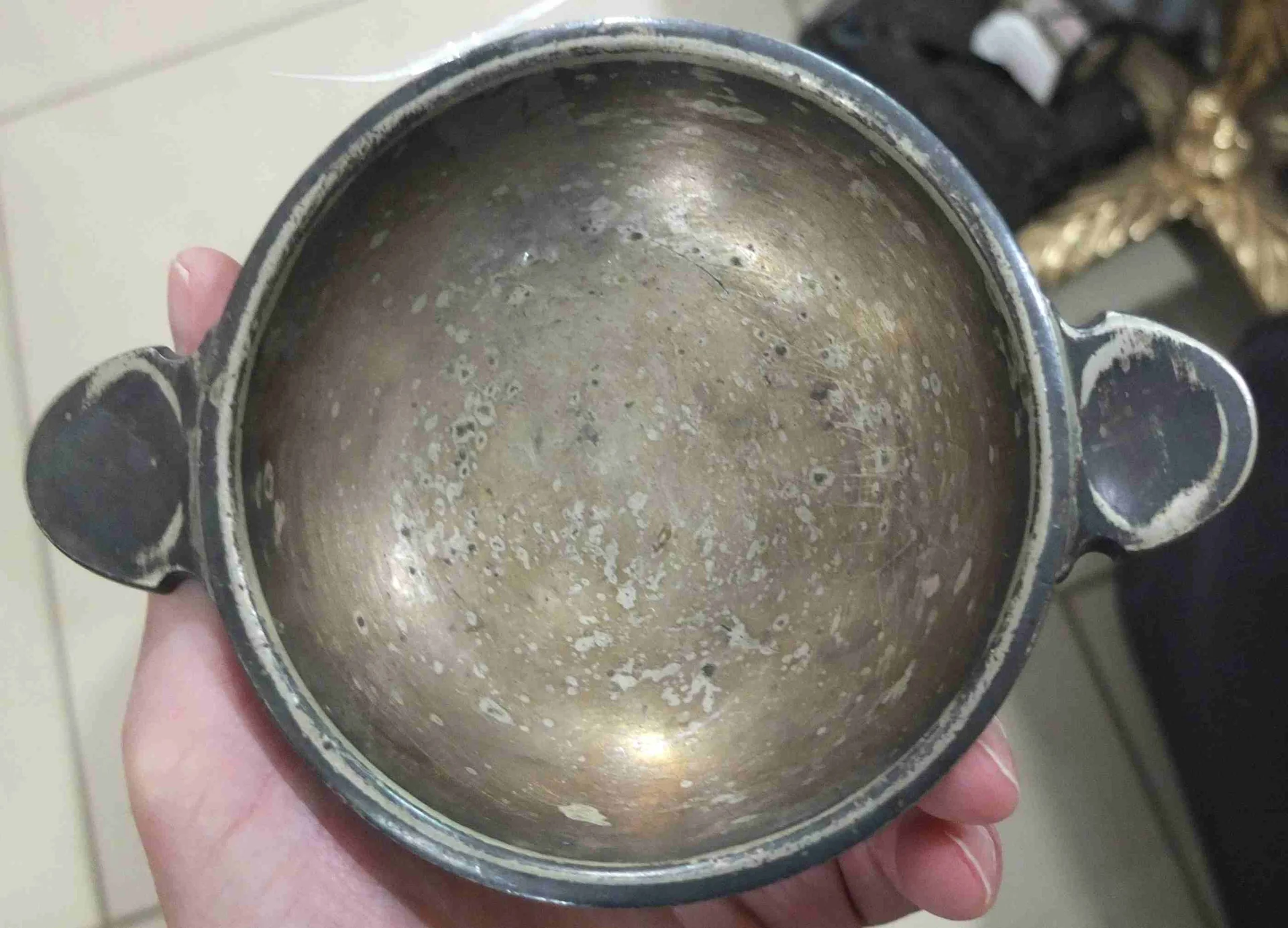 чаша ,латунь, серебрение, старинный, Германия - миниатюра 5