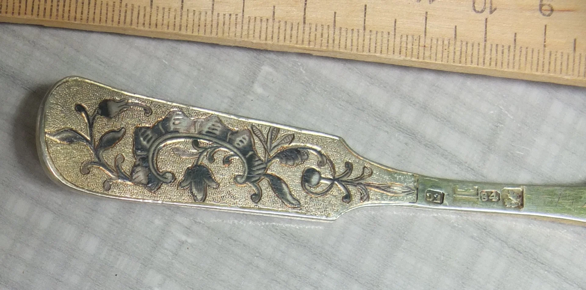 серебряная ложка, чернение, 84 проба, императорская Россия - изображение 1