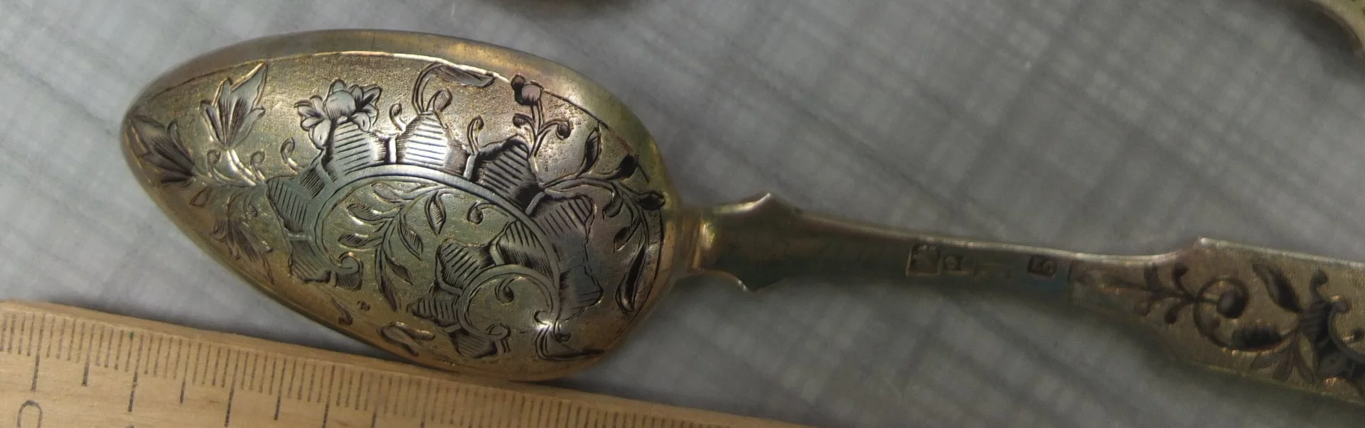 серебряная ложка, чернение, 84 проба, императорская Россия - миниатюра 5