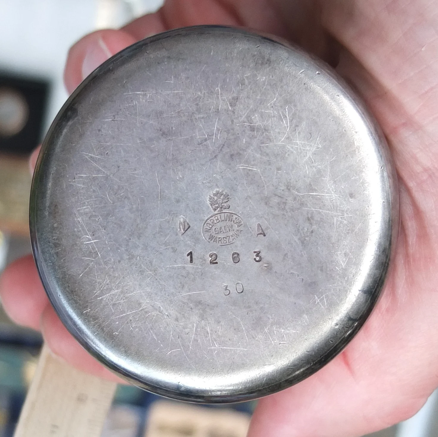 флакон фраже, латунь, серебрение, Норблин , Варшава, царская Россия, 19 век - миниатюра 6