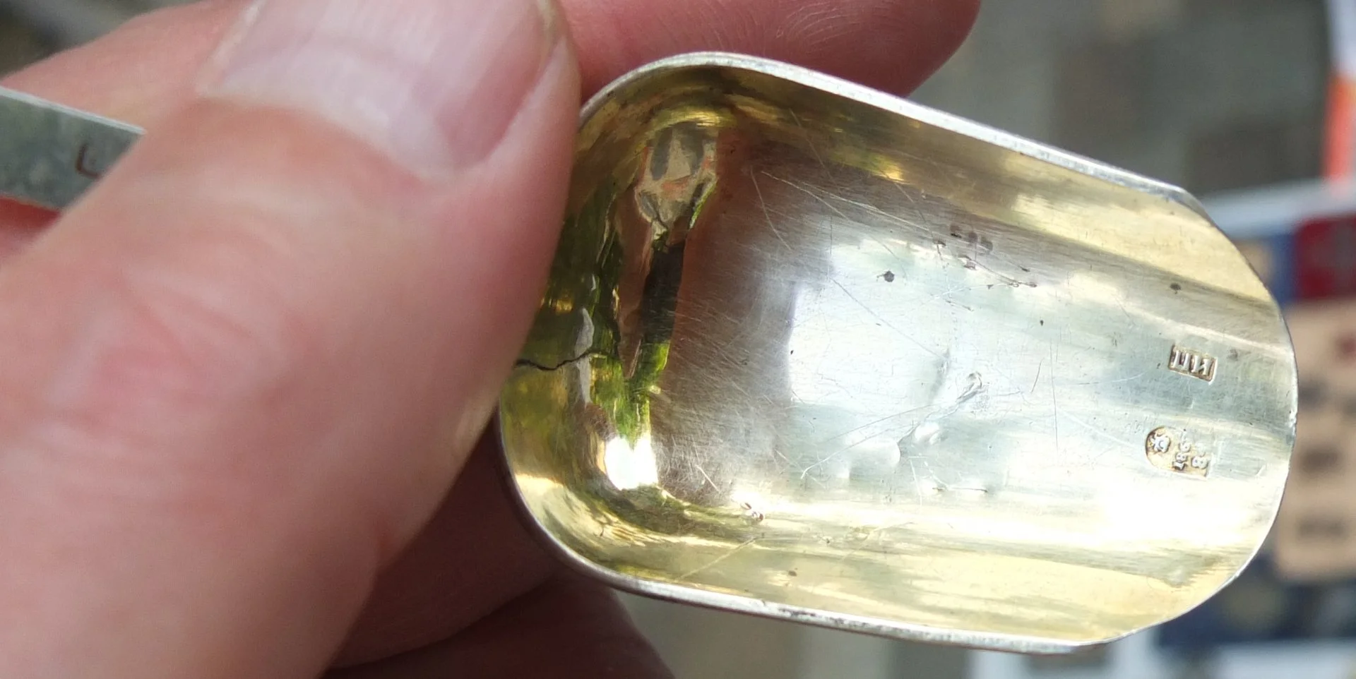 серебряная ложка, для икры гравировка, серебро 84 проба, царская Россия - изображение 1