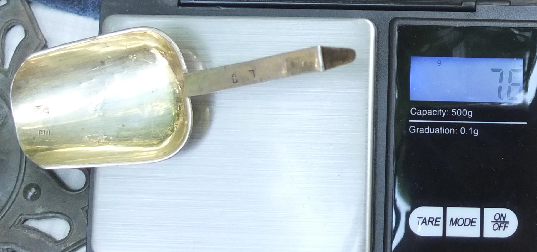 серебряная ложка, для икры гравировка, серебро 84 проба, царская Россия - миниатюра 8