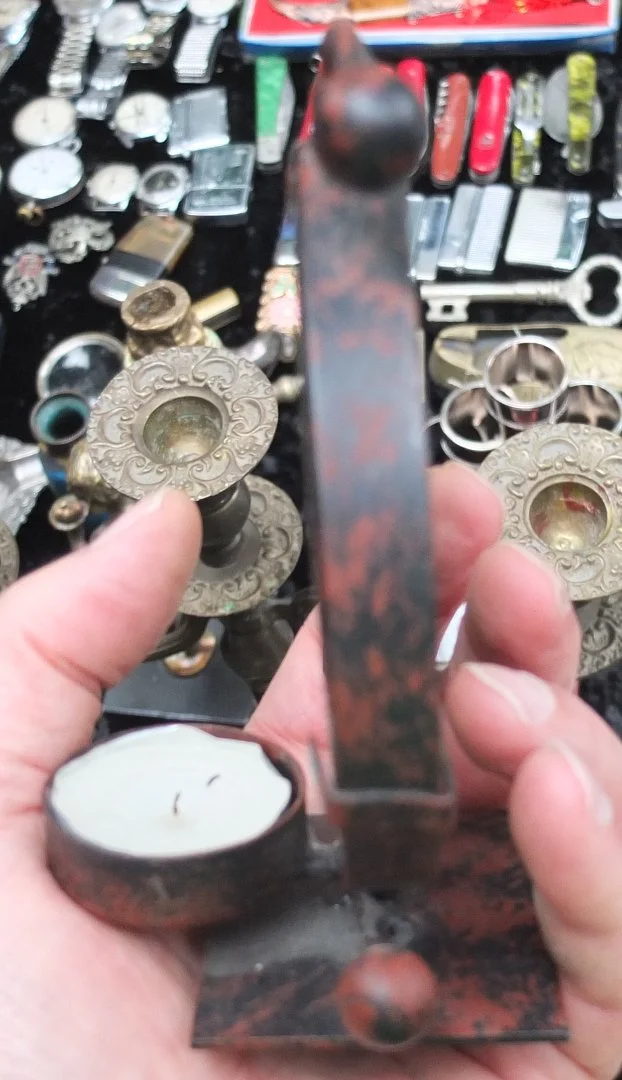 стеклянный подсвечник Стрекоза, старинный - миниатюра 3