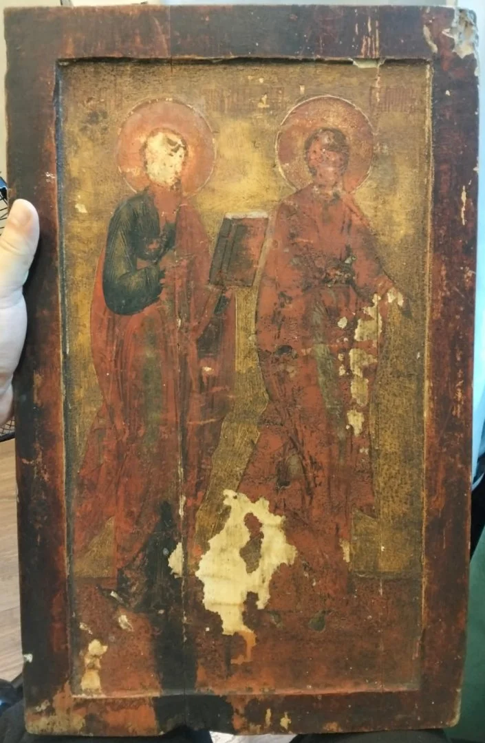храмовая икона Святые Мученики Яков и Симон, ковчег,19 век