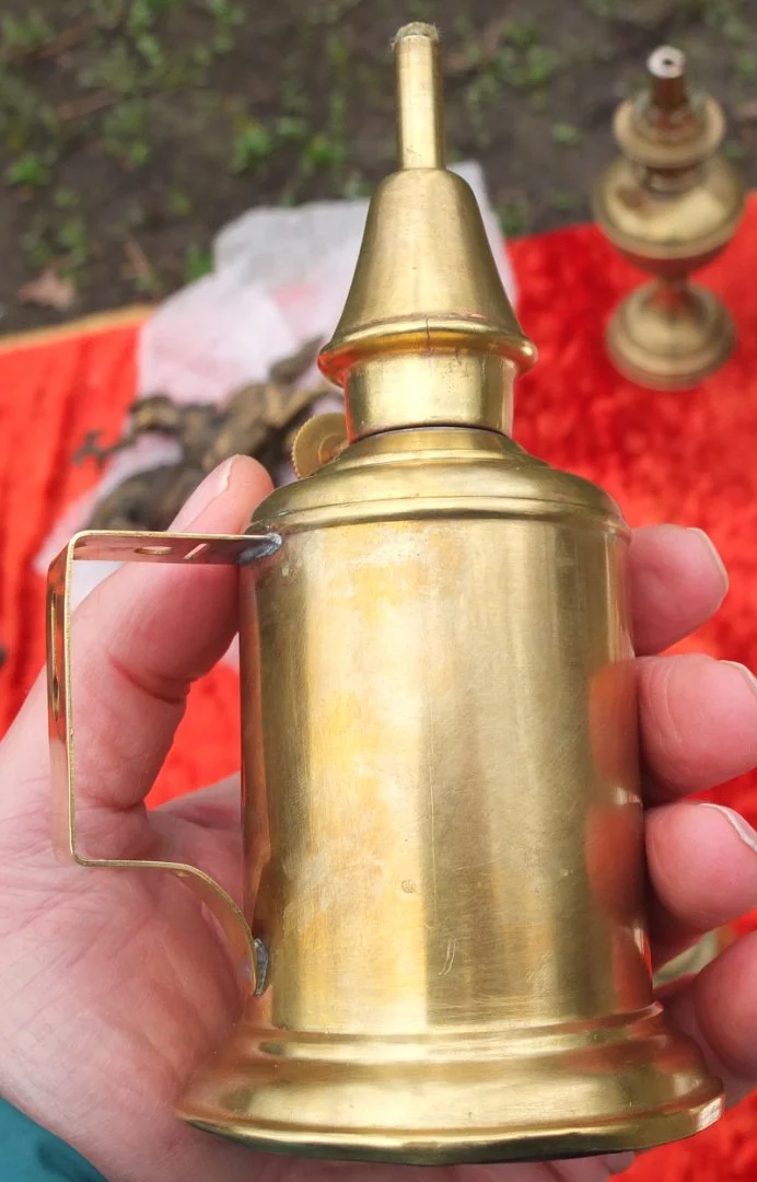 лампа керосиновая настольная, Франция, латунь, 19 век - миниатюра 7