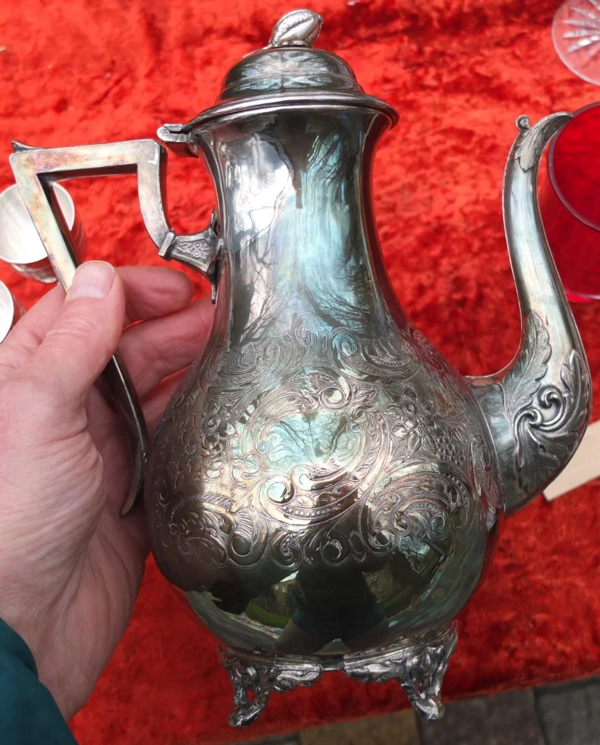 кофейник мельхиор, серебрение, Европа, старый - изображение 1