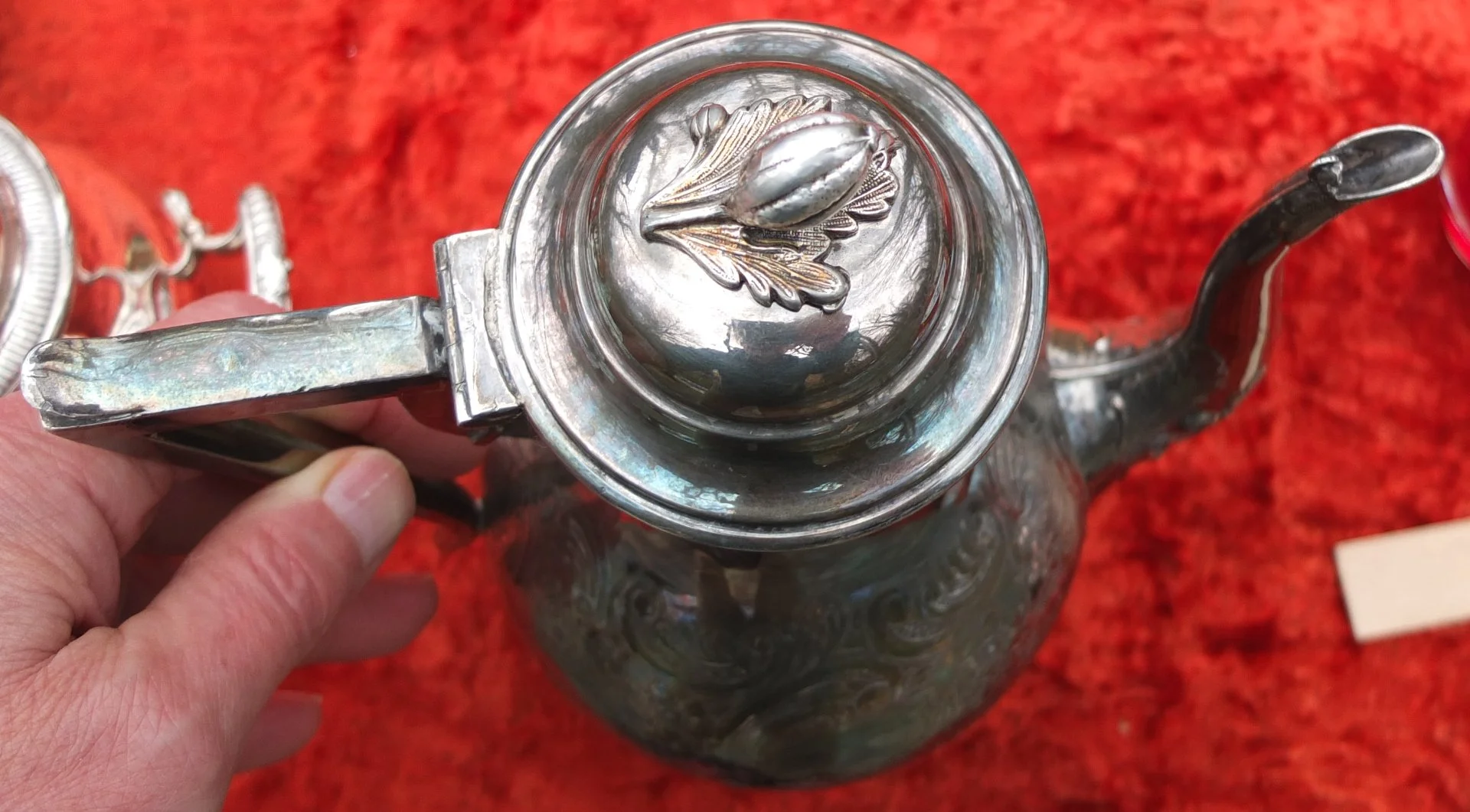 кофейник мельхиор, серебрение, Европа, старый - миниатюра 5