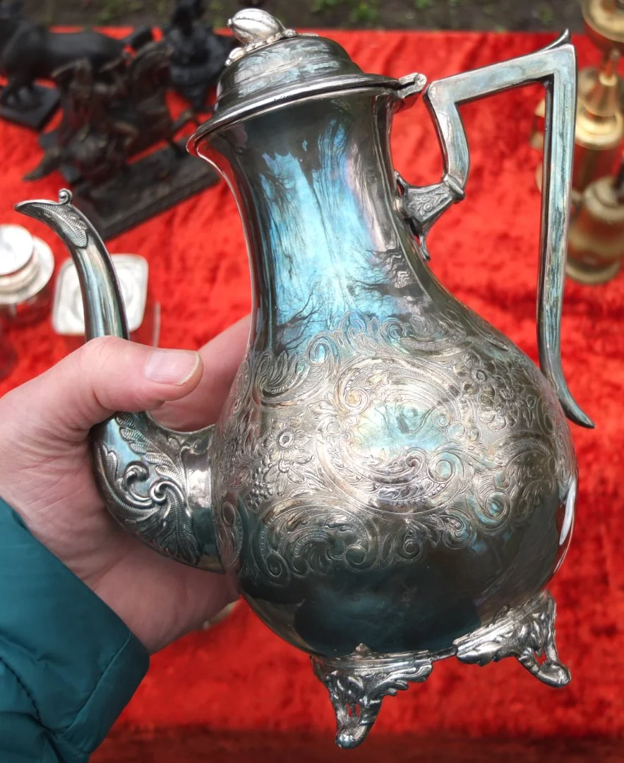 кофейник мельхиор, серебрение, Европа, старый - миниатюра 7