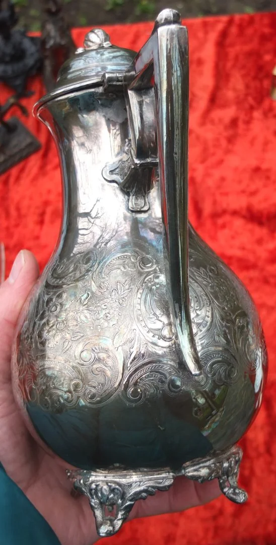 кофейник мельхиор, серебрение, Европа, старый - миниатюра 8