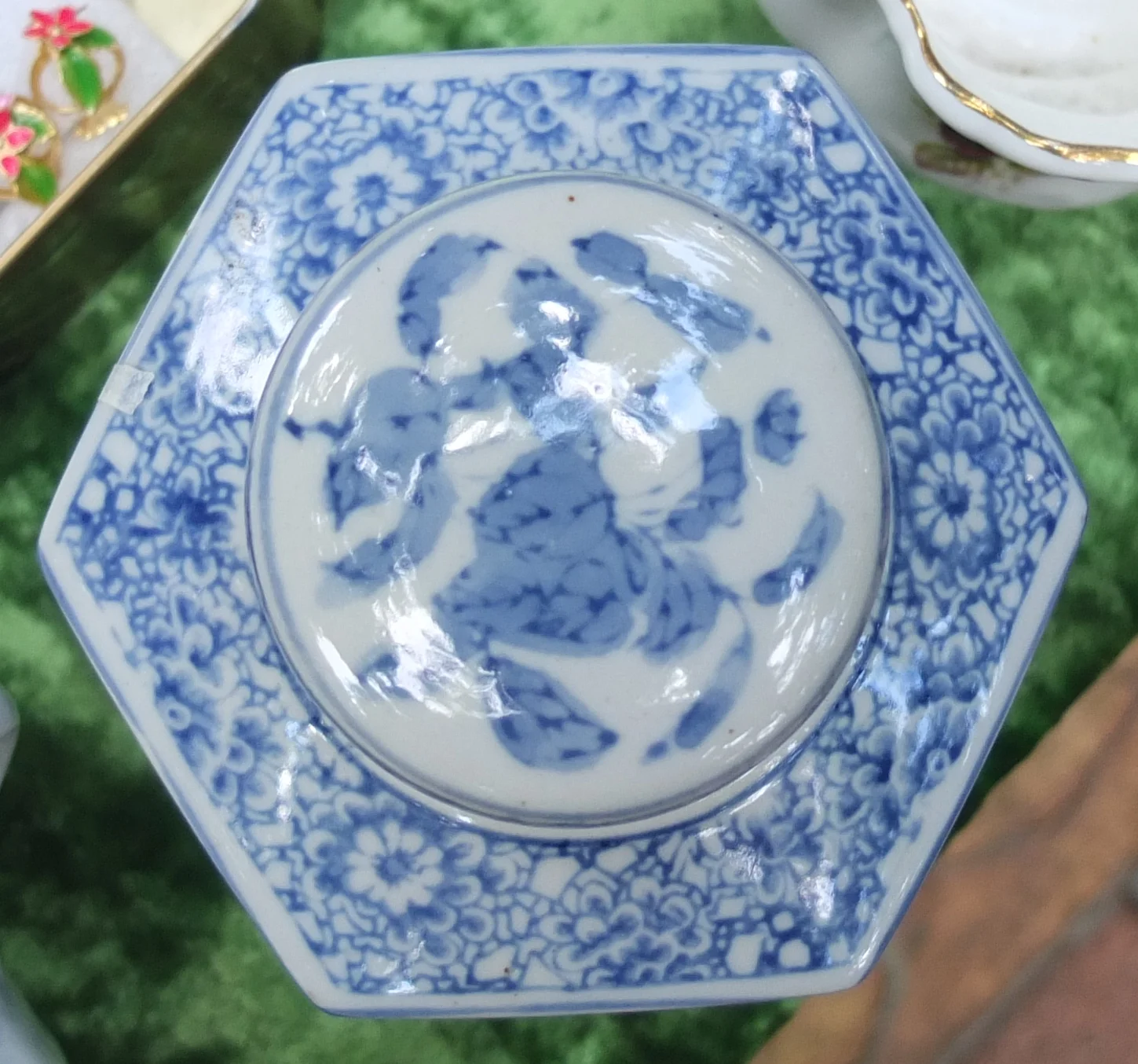 китайская фарфоровая чайница, ручная роспись , старая - миниатюра 10