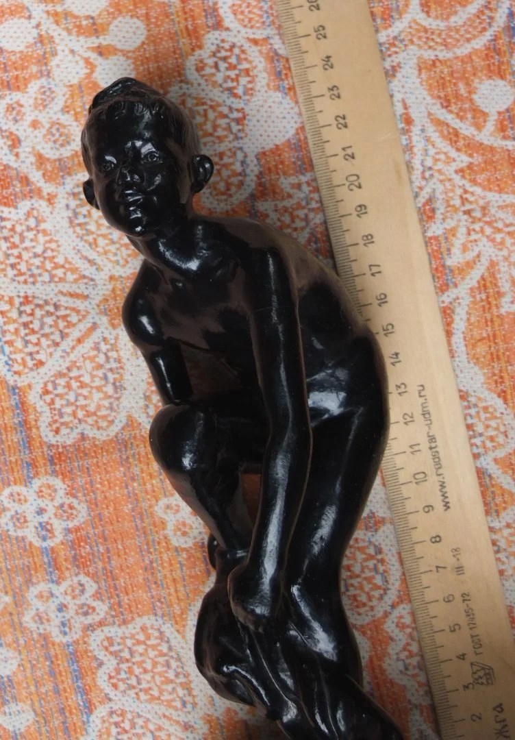 чугунная статуэтка Мальчик купальщик, Касли,1974 год - миниатюра 5