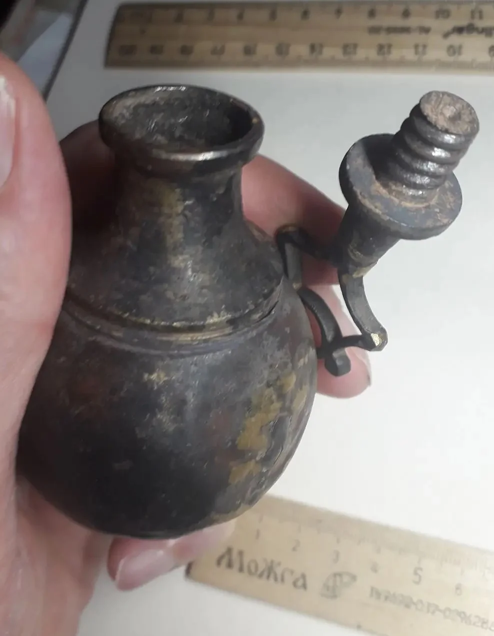 казачья пороховница, латунь, 19 век - миниатюра 4