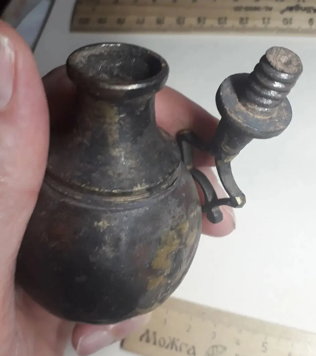 казачья пороховница, латунь, 19 век - миниатюра 5