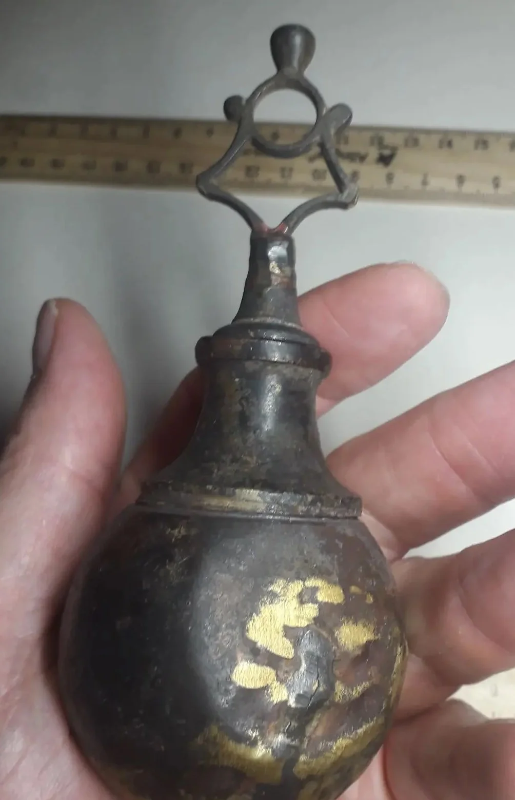 казачья пороховница, латунь, 19 век - миниатюра 9
