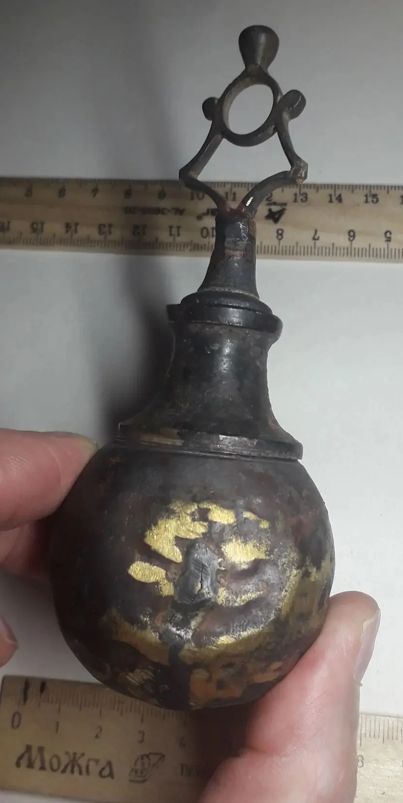 казачья пороховница, латунь, 19 век - миниатюра 12