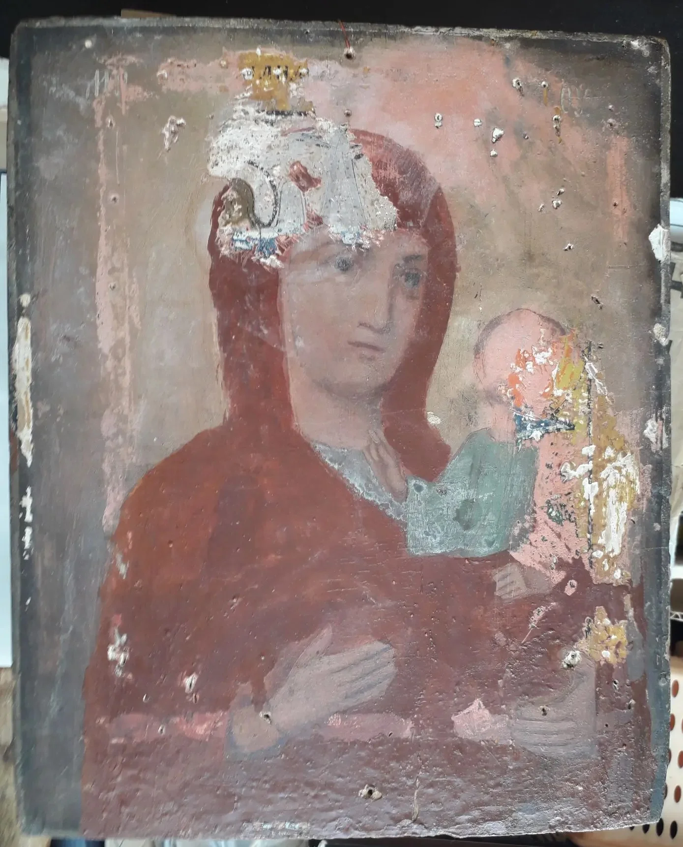 икона Матерь Божья с младенцем, 19 век - миниатюра 2