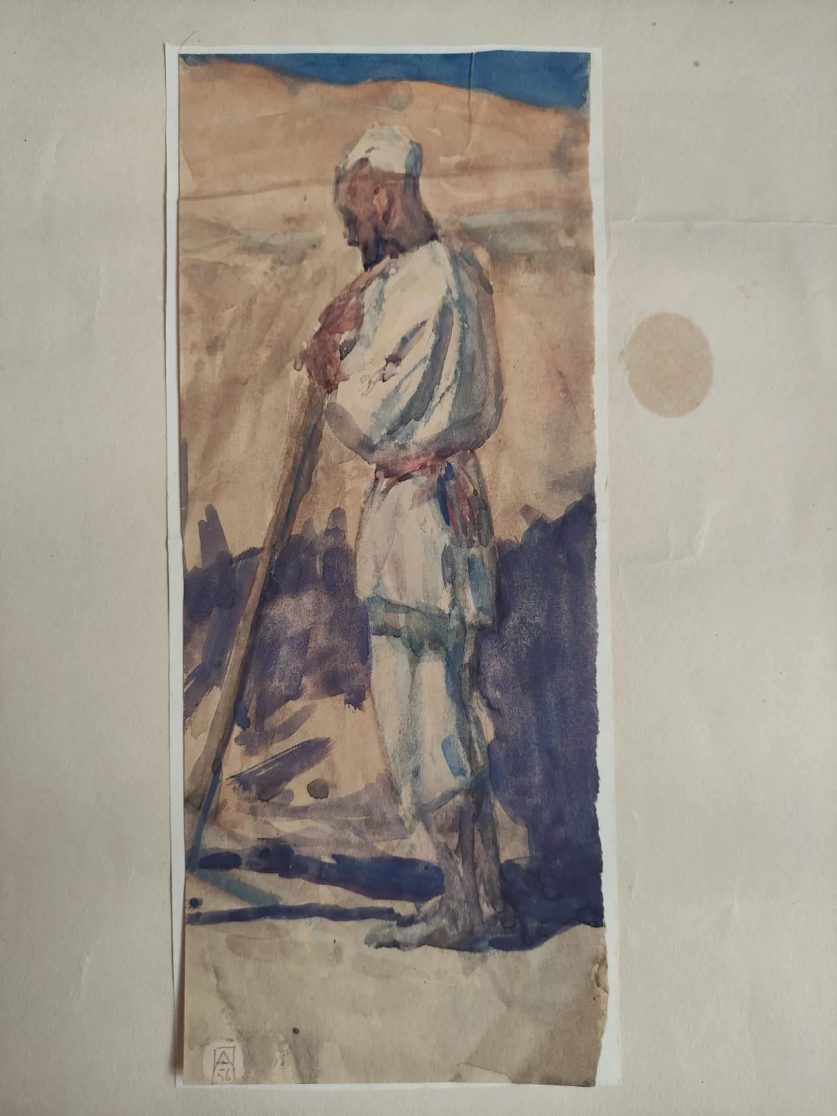 графика Юноша Азиат, смешанная техника, акварель, гуашь, Пономарёв Николай Афанасьевич