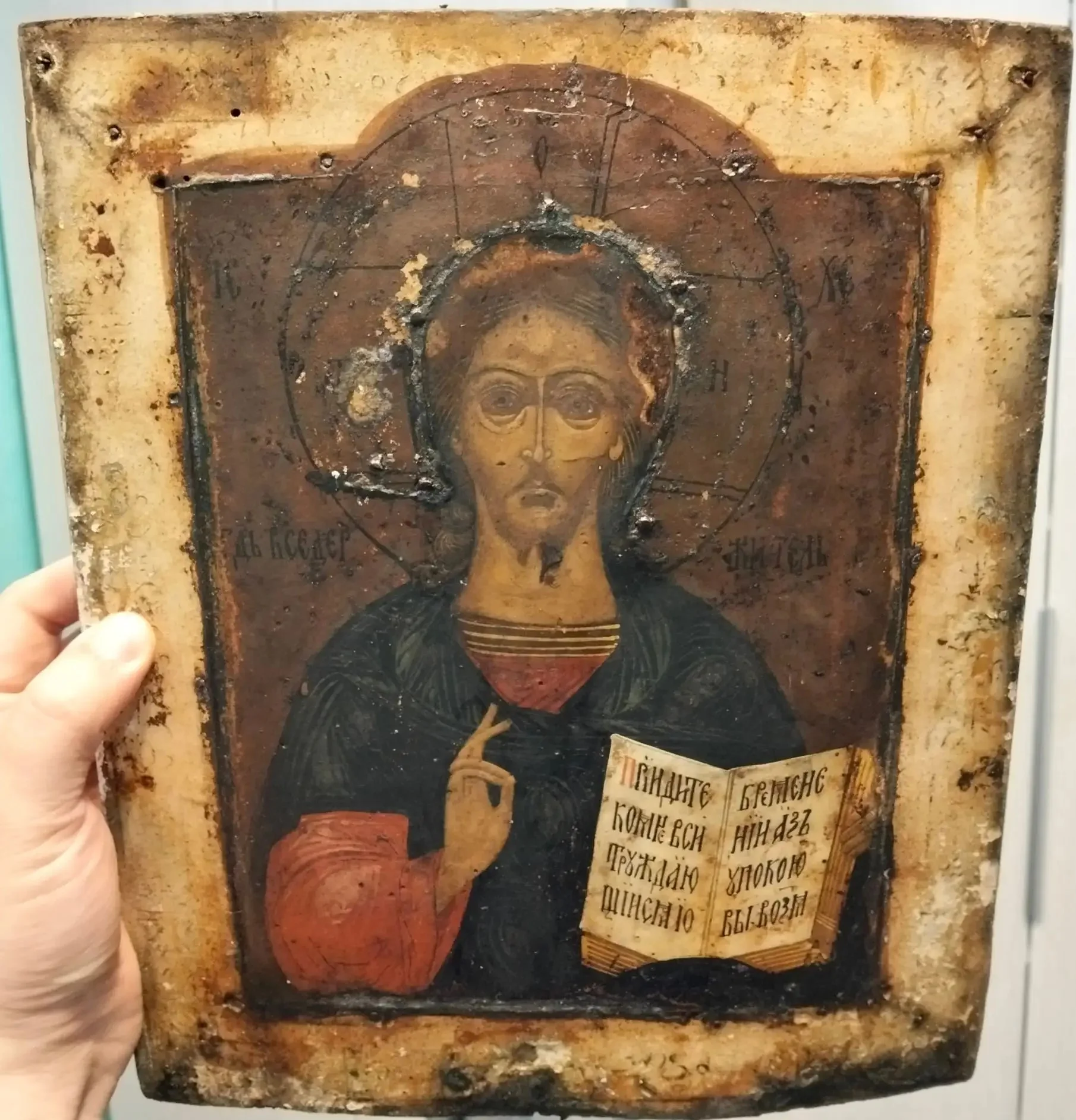 Икона Вседержитель, аналой, редкая, 18 век - миниатюра 3