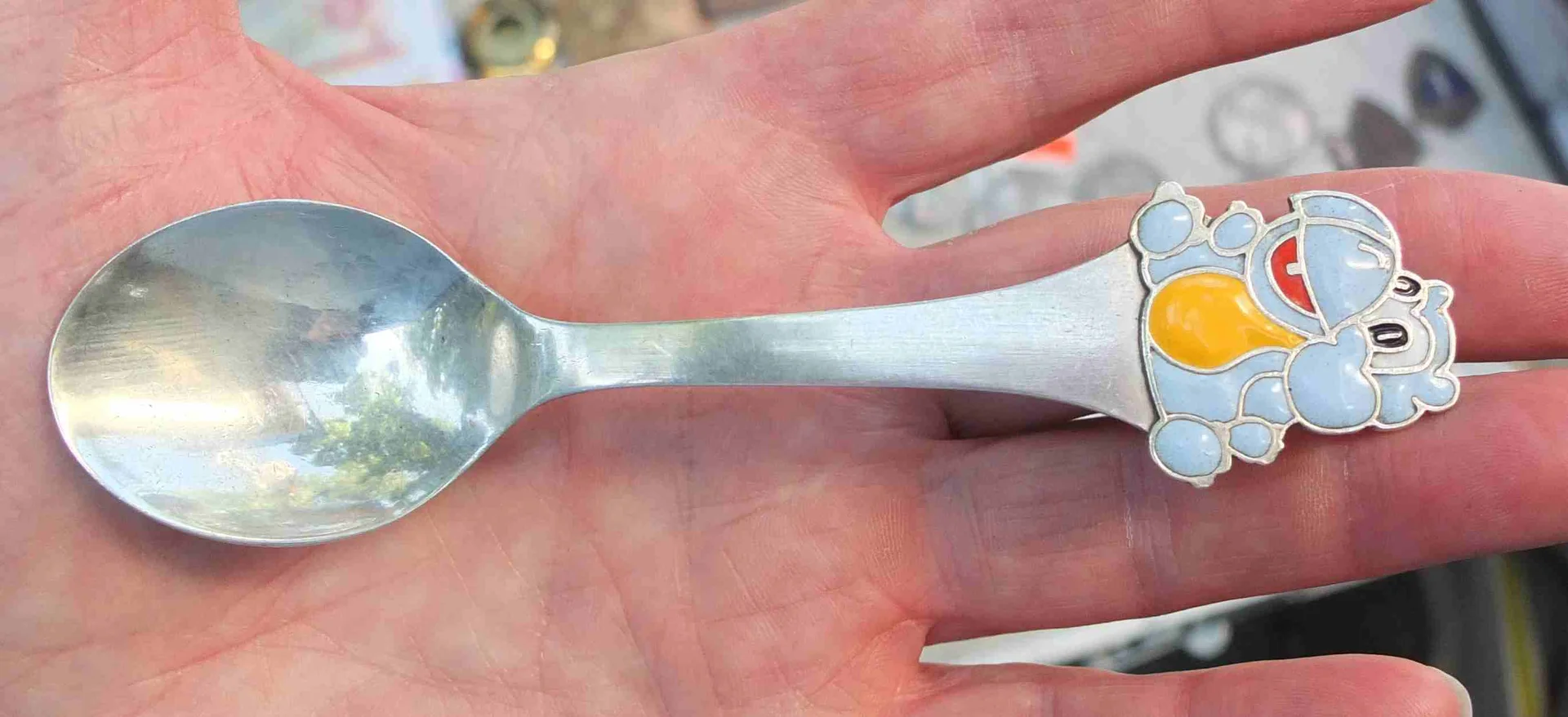 серебряная ложка детская в эмалях, серебро 925 проба - изображение 1