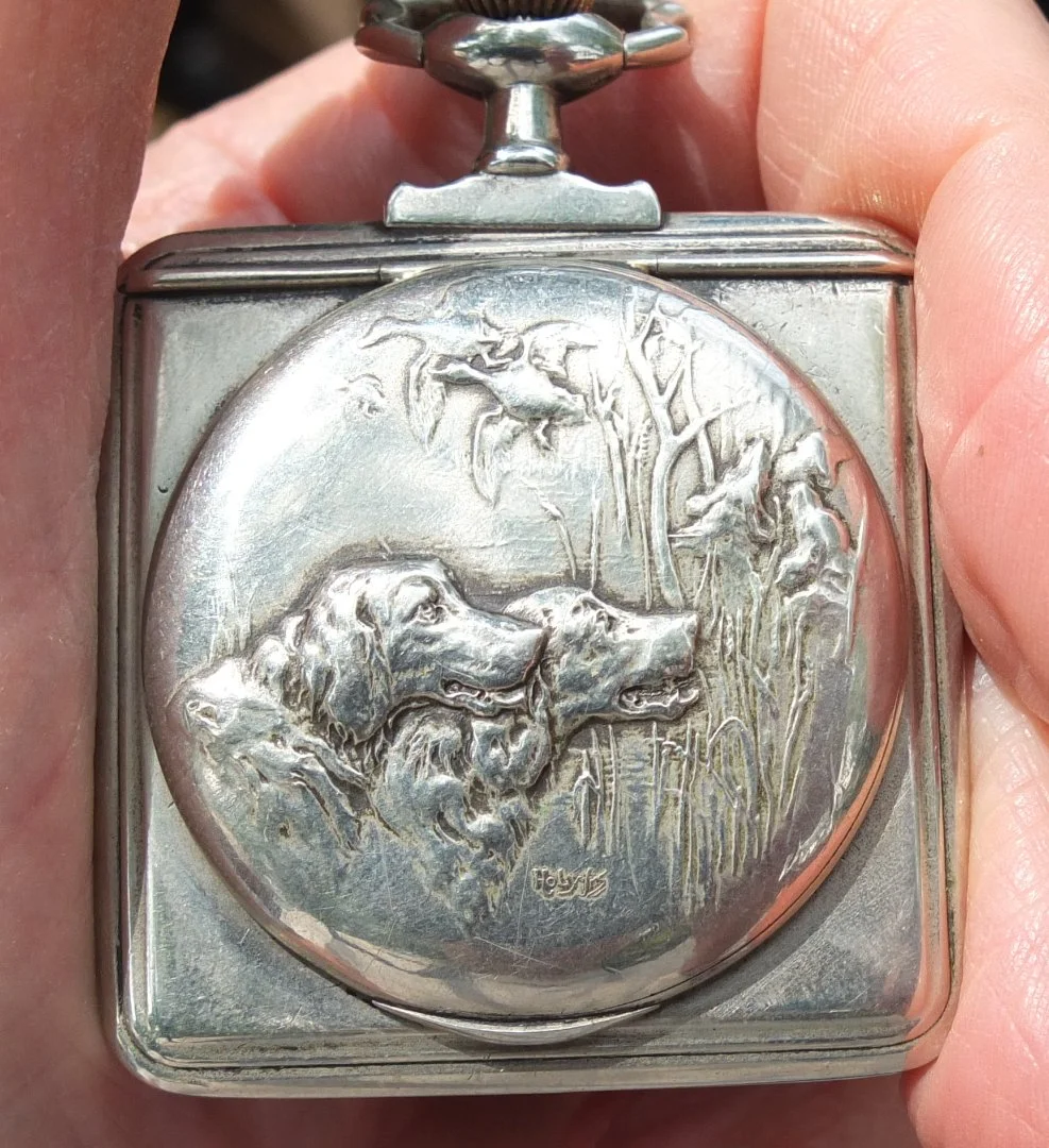 серебряные карманные часы Tavannes, Швейцария, дизайнер Holt Freres, 19 век